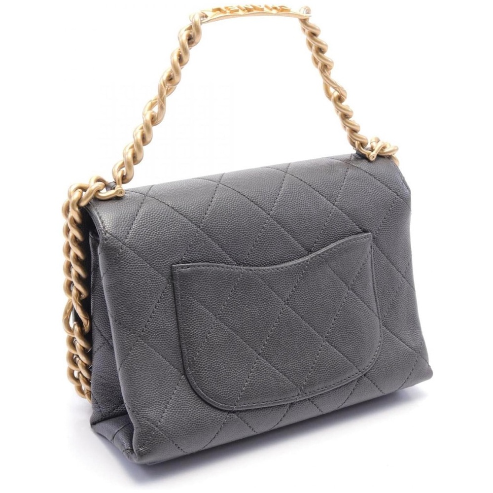 CHANEL Shoulder Bag leather Grained calfskin Gray - Picture 3 of 16